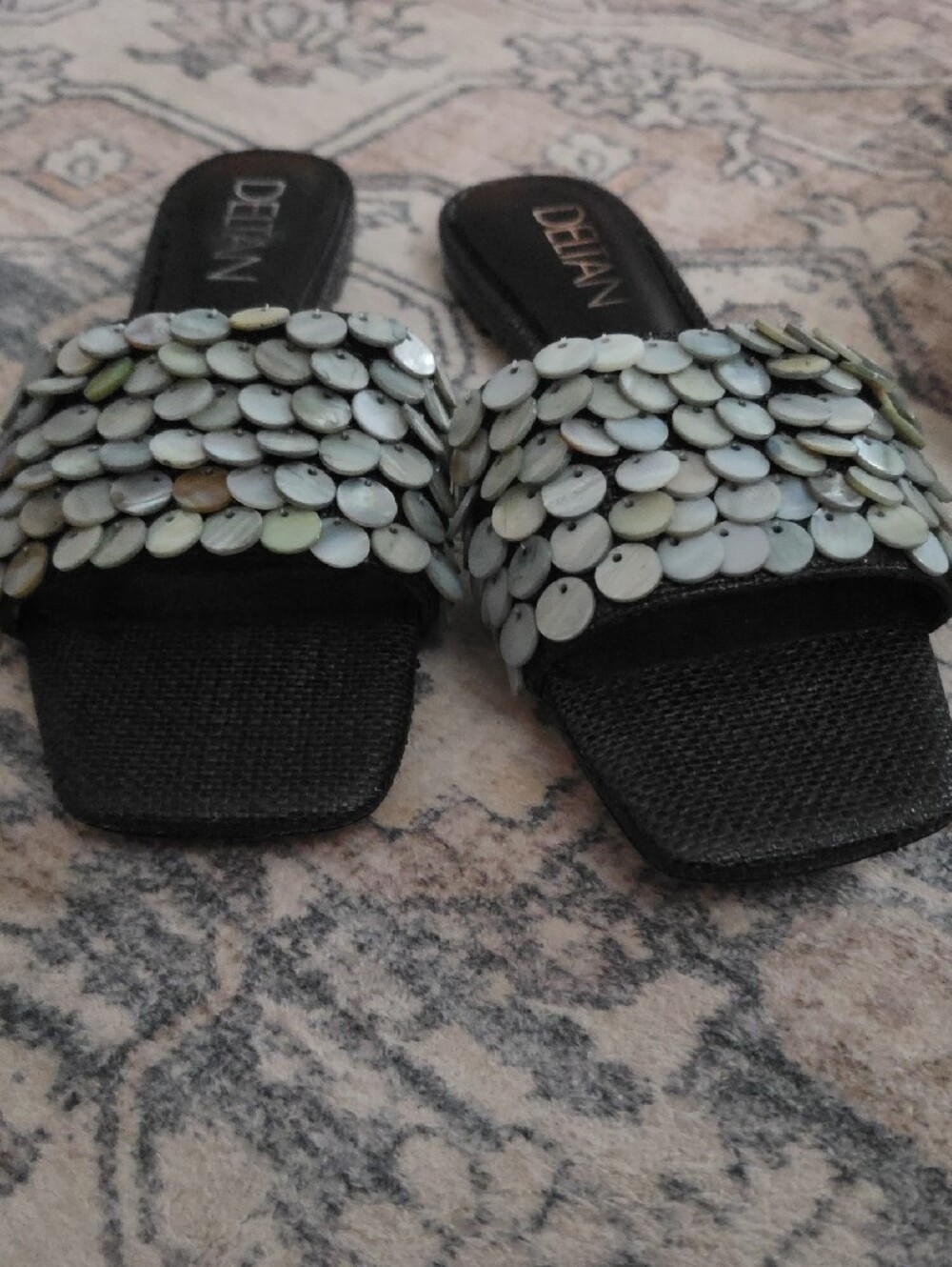 New Deltan Womens Size 9.5  Black Shell Slides Sandals. - Picture 6 of 6